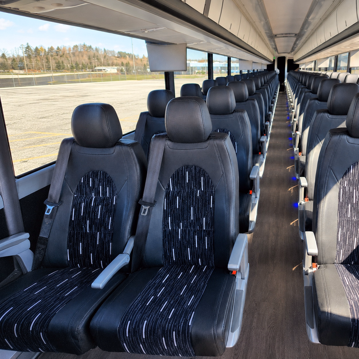 houston charter bus rental interior