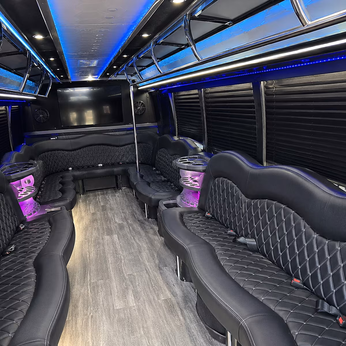 midwest city party bus rental interior