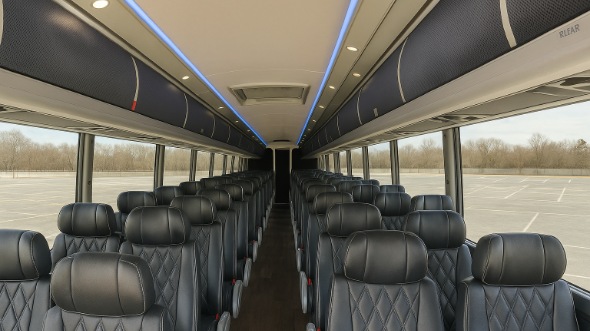 Interior of Charter Bus Company Austin's 50 Passenger Charter Bus in Austin