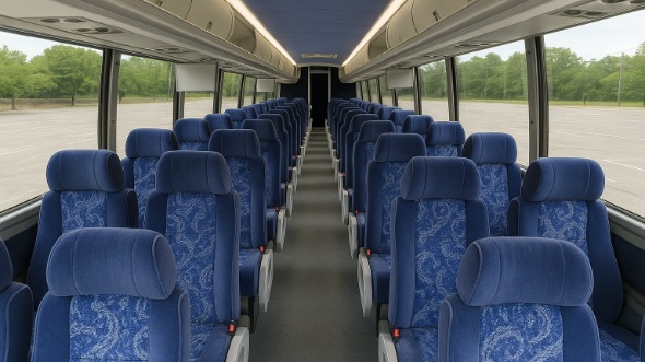 Interior of Charter Bus Company Austin's 54 Passenger Charter Bus in Austin