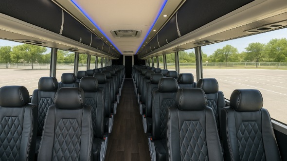 Interior of Charter Bus Company Kansas City's 55 Passenger Charter Bus in Kansas City