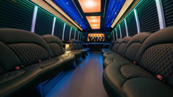 Interior of Charter Bus Company Dallas's Party Bus in Dallas