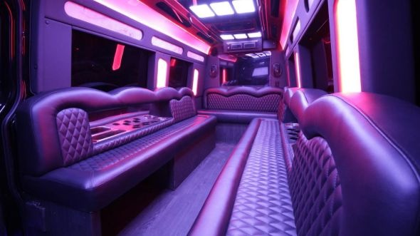 Interior of Charter Bus Company Austin's Sprinter Limo in Austin